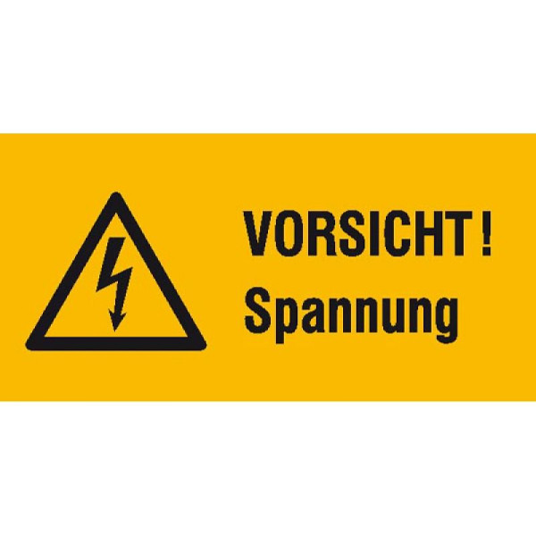 Stein HGS Elektrokennzeichnung/Warnkombischild, VORSICHT! Spannung, 131 x 65 mm / Folie, selbstklebend, 21.1342