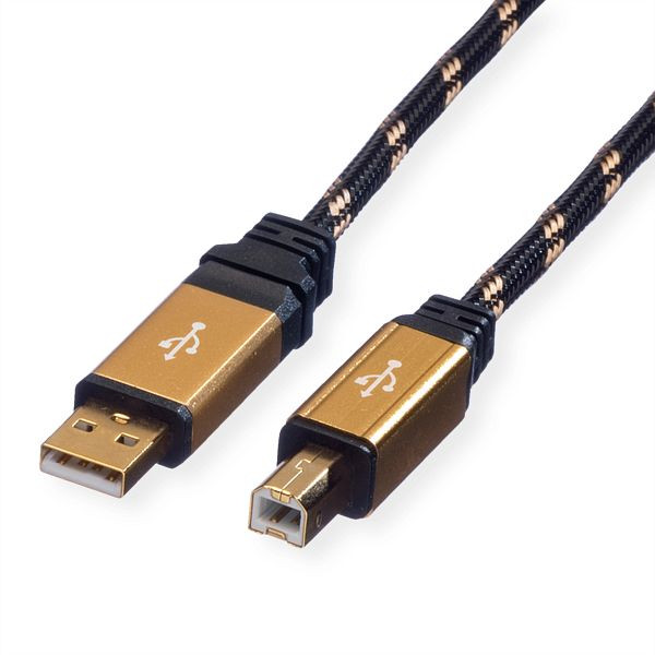 ROLINE GOLD USB 2.0 Kabel, Typ A-B, 1,8 m, Retail Blister, 11.88.8802