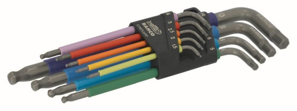 Bahco Multicolour Winkelschraubendreher-Satz mit Kugelkopf, für Innensechskantschrauben, metrisch 1.5 - 10 mm, 9-teilig, C1997LM/9P