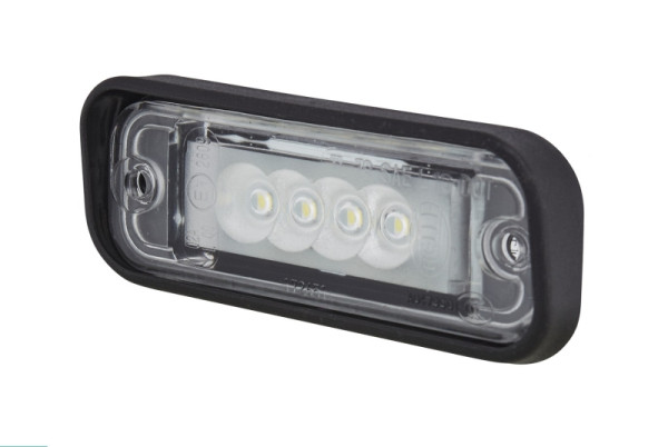 HELLA Kennzeichenleuchte, LED, 12V, Einbau/Schraubanschluss, CCC/SAE/ADR/GGVS, Lichtscheibenfarbe: glasklar, außen, 2KA 010 278-617