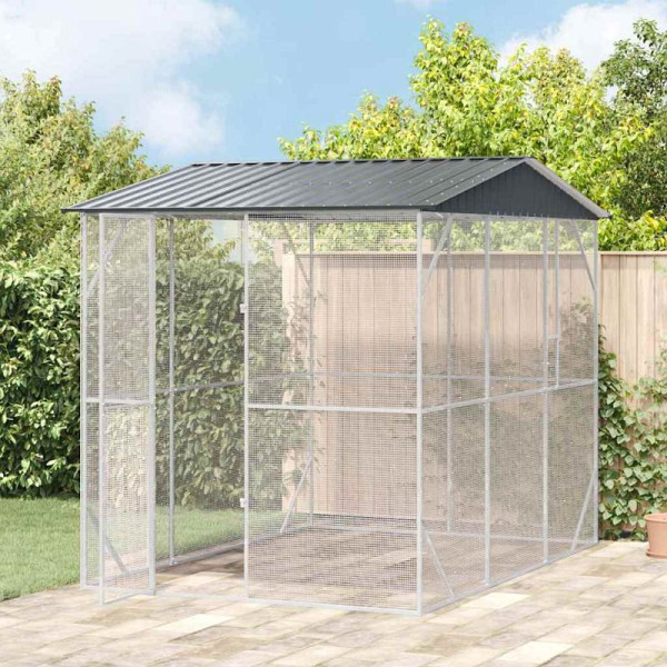 vidaXL Vogelkäfig Anthrazit 227 x 310 x 247 cm Verzinkter Stahl, 3325160