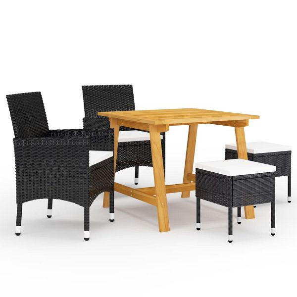 vidaXL 5-teilig Garten-Essgruppe Schwarz, 3068691, 8720286335628