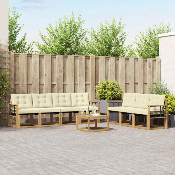 vidaXL Outdoor-Sofagarnitur mit Kissen 8-teilig Weiß und Creme, 3389288