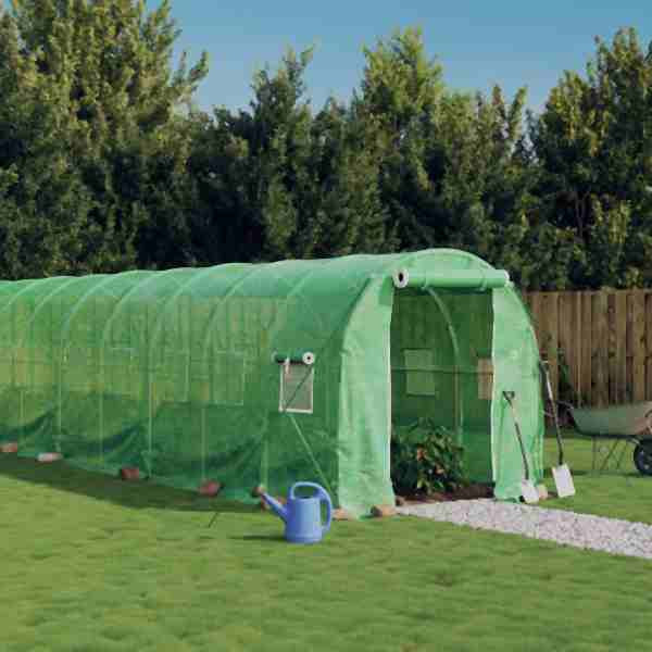vidaXL Gewächshaus mit Stahlrahmen Grün 44 m² 22x2x2 m, 3188026