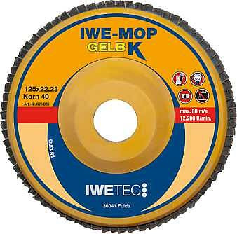 Iwetec Fächerschleifscheibe IWE-MOP Gelb K, ø 125 mm / K 40, 626085