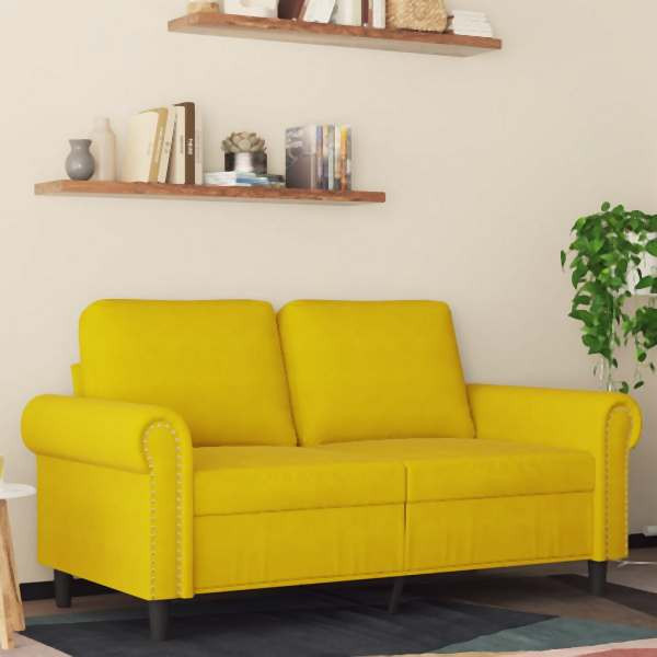 vidaXL 2-Sitzer-Sofa Gelb 120 cm Samt, Füllung: Schaumstoff, 359525