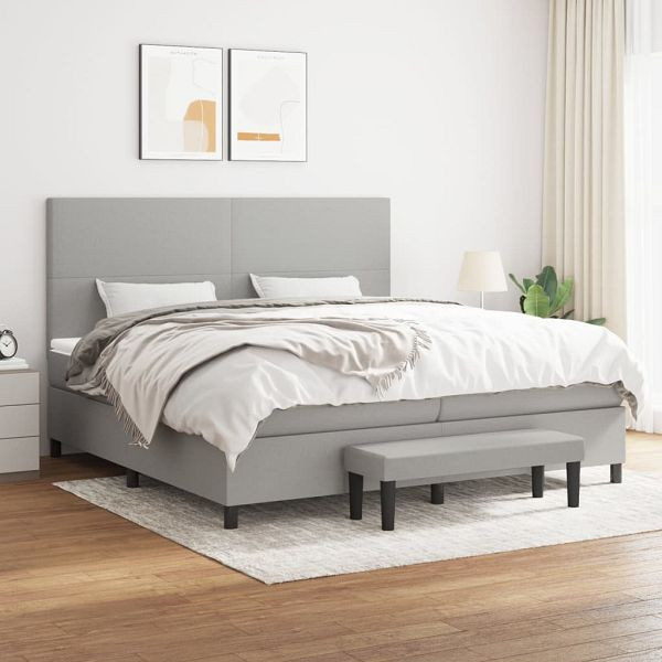 vidaXL Boxspringbett mit Matratze Hellgrau 200x200 cm Stoff, 3136461