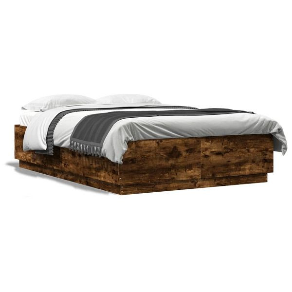 vidaXL Bettgestell Räuchereiche 150x200 cm Holzwerkstoff, 3209699