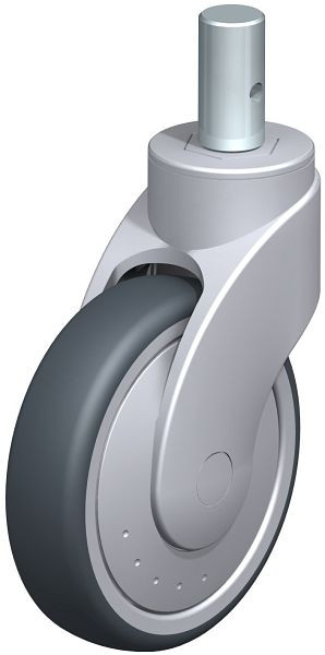 Blickle LWG-TPA 126K-FK-ZA55 Kunststoff-Lenkrolle WAVE mit Zapfen, Thermoplastisches Gummi-Elastomer, Grau, 743861