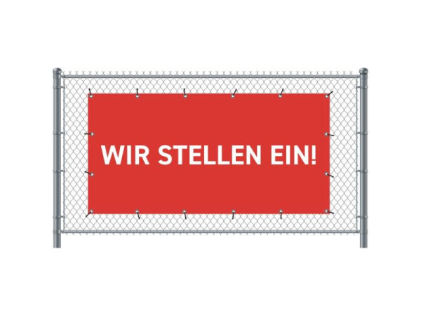 Showdown Displays Zaun-Banner 200 x 100 cm Wir Stellen Ein Deutsch Rot, FBG200-100-I731