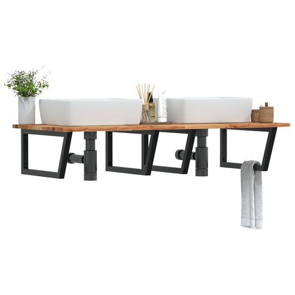 vidaXL Waschbeckenregal Wandmontage Stahl und Akazienholz, 3302931