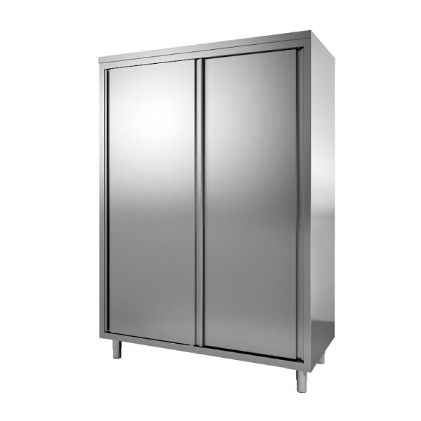 Gastro-Inox Schrank aus Edelstahl mit Schiebetüren, 1400(L)x700(T)x2000(H)mm, 303.413