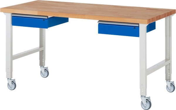 RAU Fahrbare Werkbank (höhenverstellbar) 7002A1, 2000x900x950-1000mm, 4 Lenkrollen, 05-7002A1-209B4H4.11