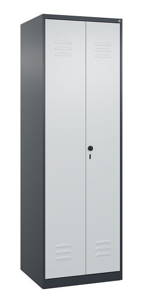 C+P Mehrzweckschrank Classic PLUS, Wäsche-Spind, 2 Abteile, 1850x600x500mm, 7016/7035, Drehriegel, Türen zueinanderschlagend, 080002-20B S10011
