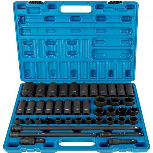 VEVOR Schlag-Steckschlüssel-Set 1/2 Zoll, 43-teilig, 1/2-Zoll-Steckschlüsselsatz, 6-Punkt-Steckschlüsselsätze, Metrisch 9–30 mm, CJTT43PC12INZJ001V0