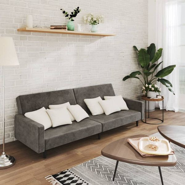 vidaXL Schlafsofa 2-Sitzer Dunkelgrau Samt, 375738, 8721012378919
