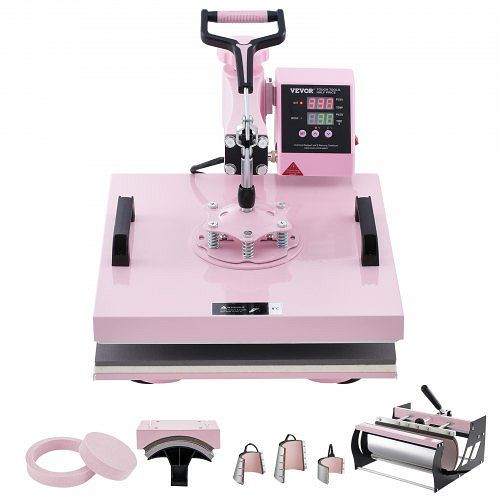 VEVOR Hitzepresse Transferpresse 38x38cm 8 in 1 Tumbler Presse T-Shirts Rosa, YTS30OZ151581P6S3V2