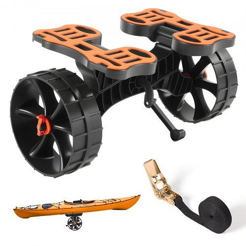 VEVOR Kajakwagen, 136kg, faltbar, 25,4cm Vollgummireifen, 1 Ratschengurt, für Kajaks, Kanus, Paddleboards, 615x325x320mm, SPSPHTTC10IN15RM2001V0