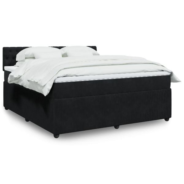 vidaXL Boxspringbett mit Matratze Schwarz 180x200 cm Samt, 3290114