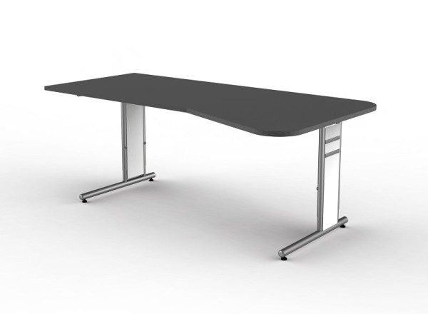 Kerkmann Freiformtisch mit C-Fuß-Gestell, Form 4, B 1950 x T 800/1000 x H 680-820 mm, anthrazit, 114119.1