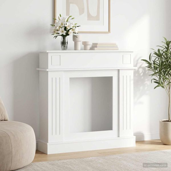 vidaXL Kaminumrandung Weiß 102 x 26 x 100 cm Holzwerkstoff, 8006642