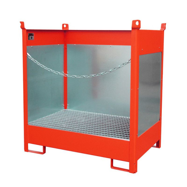 STEIN HGS Fass-Stapelpalette FSP, RAL 3000 feuerrot, lackiert, 245 Liter, Spritzschutzwand 3-seitig, 79140.0032