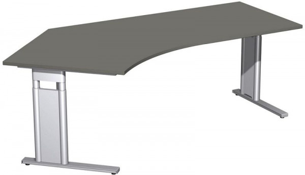 geramöbel Schreibtisch 135° links höhenverstellbar, C Fuß Blende optional, 2166x1130x680-820, Graphit/Silber, N-647315-GS
