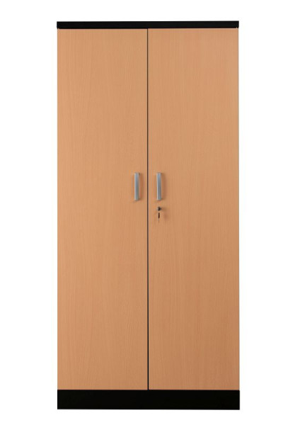 Gürkan Flügeltürenschrank, 42 x 92 x 195 cm, Schwarz, Buche, Fachboden Stück 4, FLC/WD.19, 100125