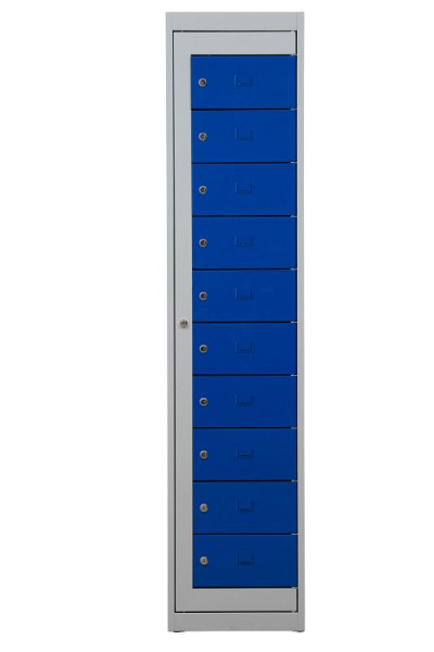 Gürkan Schließfächer, 50 x 40 x 180 cm, Lichtgrau, Enzianblau, EU Zylinderschloss, LRC.10(1.10).40, 108713
