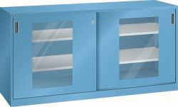 LISTA Schiebetürschrank (BxTxH) 2000x500x1000mm KEY Lock, Lichtblau, 4 Verstellböden, Sichtfenstertür, 60.722.010