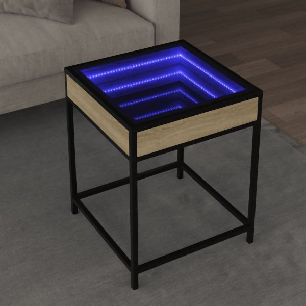 vidaXL Couchtisch mit Infinity-LED Sonoma-Eiche 40x40x51 cm, 847673