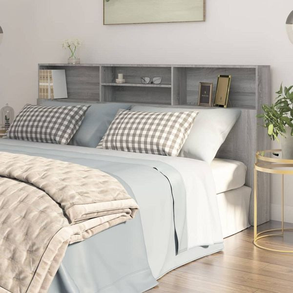 vidaXL Kopfteil mit Ablagen Grau Sonoma 200x19x103,5 cm, 817259