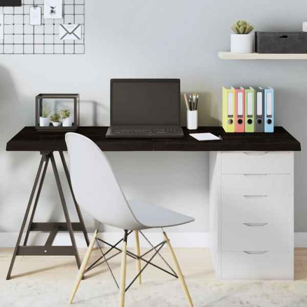 vidaXL Tischplatte Dunkelbraun 140x60x(2-4)cm Massivholz Eiche, 3156444