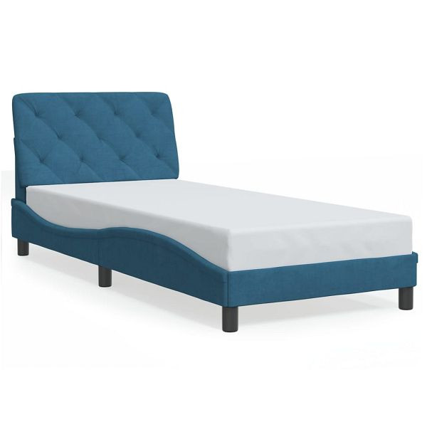 vidaXL Bettgestell mit Kopfteil Blau 90x200 cm Samt, 3207903