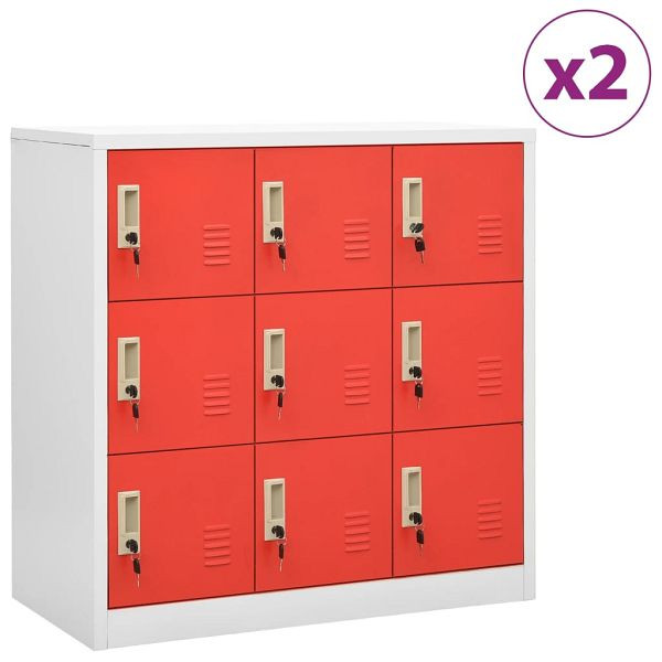 vidaXL Schließfachschränke 2 Stück Hellgrau und Rot 90x45x92,5cm Stahl, 3095241