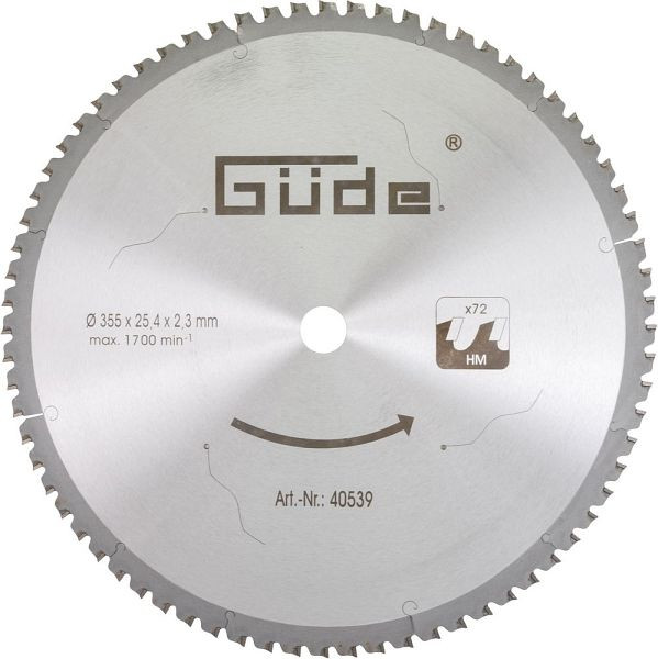 Güde Metallkreissägeblatt HM 355x25,4x72Z, 40539, 4015671405395