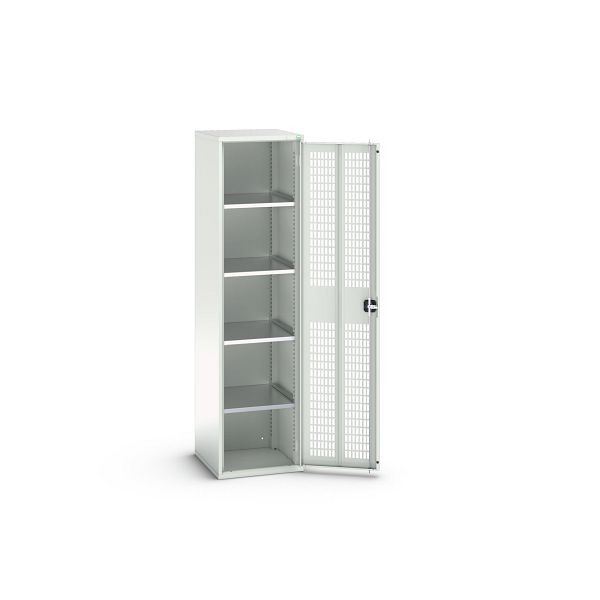 bott verso Flügeltürschrank mit Belüftung, mit 4 Fachböden, BxTxH: 525 x 550 x 2000 mm, Lichtgrau / Lichtgrau, 16926723.16
