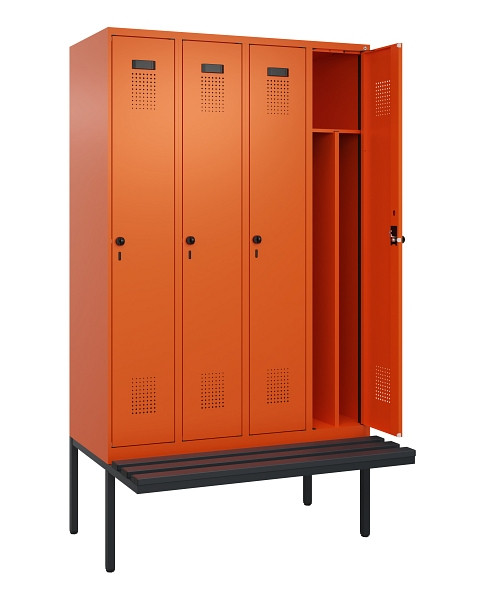 C+P Spind Evolo PLUS, 4 Abteile, 2120x1200x815mm, 2004/2004, Haken 4, Drehriegel, Material Sitzfläche Kunststoff, 0490407-40F S10077