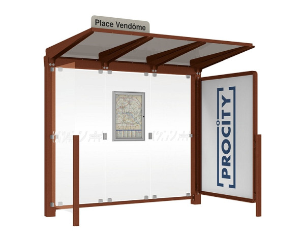 Procity Wartehalle Venedig - 1 Schaukasten 2000 + 1 Seitenverkleidung, Farbe Rost Korken Effekt, Maße: Breite 2500 x Höhe 2422 x Tiefe 1520 mm, 529652.S025