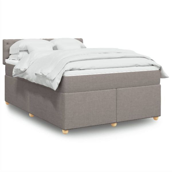 vidaXL Boxspringbett mit Matratze Taupe 140x190 cm Stoff, 3286686