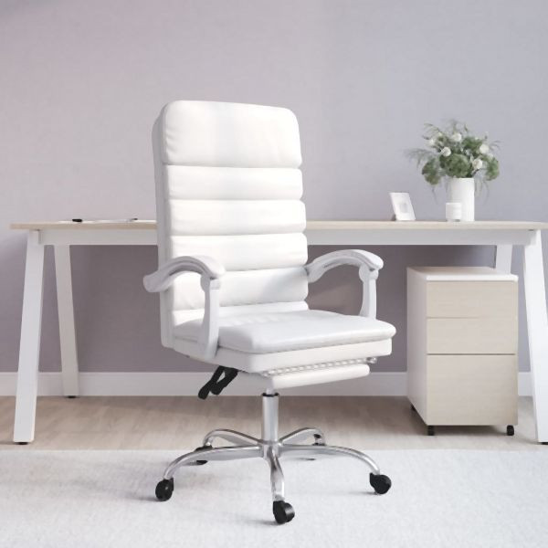 vidaXL Bürostuhl mit Massagefunktion Weiß Kunstleder, 349732
