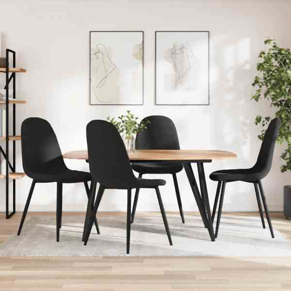 vidaXL Esszimmerstühle 4 Stück Schwarz Samt, Polyester, 325663