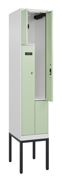 C+P Z-Spind Evolo PLUS, Gestell, 2 Fächer, 2120x400x500mm, 9016/6019, Zylinderschloss, 0490337-122 S10046