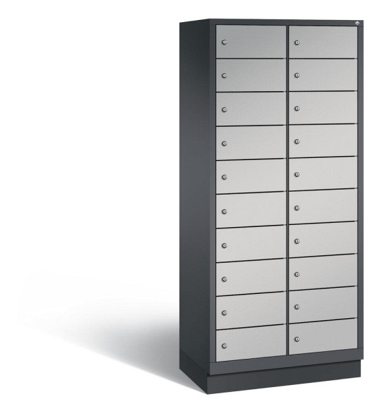 Deskin Laptopschrank, 2 x 10 Fächer, Alusilber RAL 9006, 810 x 500 x 1800 mm, mit Elektrifizierung, 287870