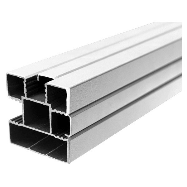 T&J ECOSTECK-Pfosten Aluminium, SILBER, 68 x 68 x 2400 mm, inkl. Abstandhalter, Schienen + Kappen, 44681