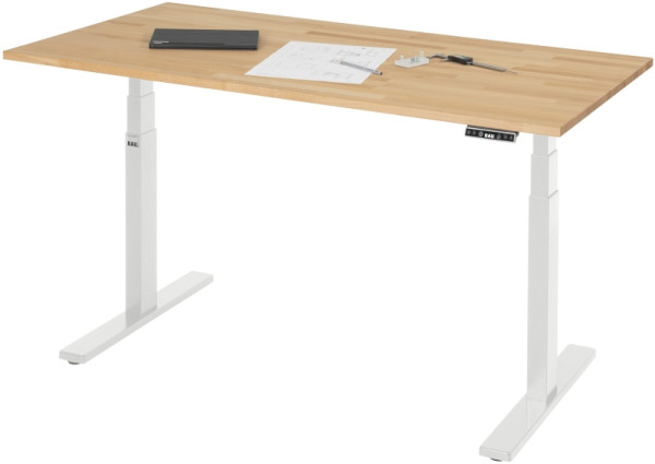 RAU Schreibtisch adlatus 100, B1500xT800xH650-1300mm, lichtgrau, B-Platte-25 mm, 08-ST-150-080-7035-B