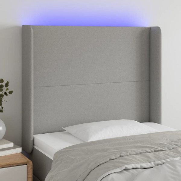 vidaXL LED Kopfteil Hellgrau 93x16x118/128 cm Stoff, 3123750