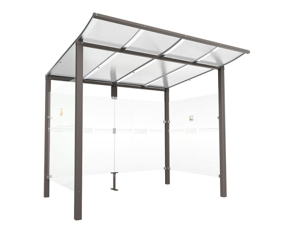 Procity Raucherunterstand Modulo - Ohne Frontverkleidung - Tiefe 1990 mm, Farbe Procity grau, Maße: Breite 2500 x Höhe 2250 x Tiefe 2000 mm, 529572.GPRO
