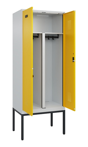 C+P PSA Doppel-Spind Evolo PLUS, Gestell, 2 Abteile, 2120x800x500mm, 7035/1023, Zylinderschloss, 0490327-22P S10028