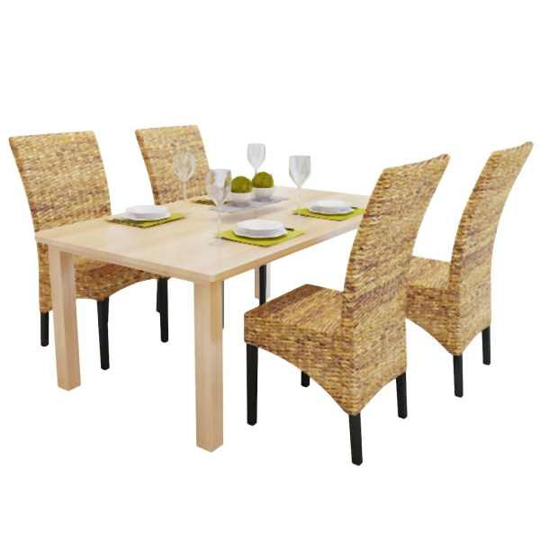 vidaXL Esszimmerstühle 4 Stück Abaca und Mango Massivholz, 274200
